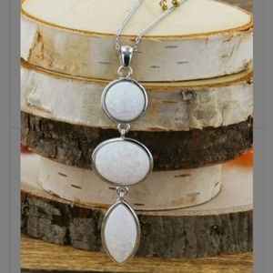 White Opal & Sterling Silver Necklace